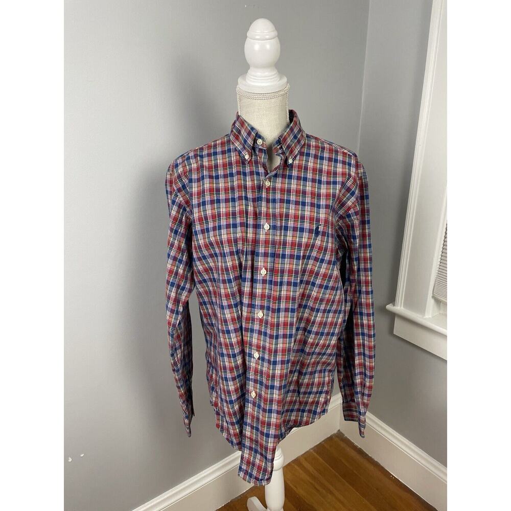 Ralph Lauren Classic Fit Shirt Adult Large Red Blue Green Plaid Mens